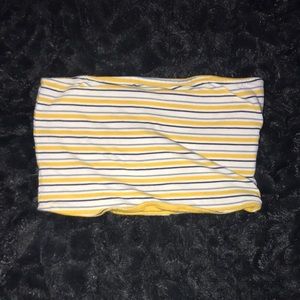 blue and yellow striped tube top